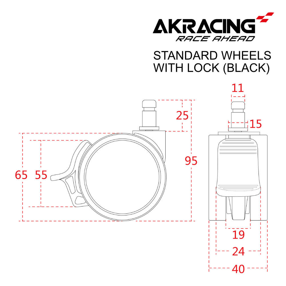 ACCESSORIES: STANDARD WHEELS WITH LOCK | BLACK